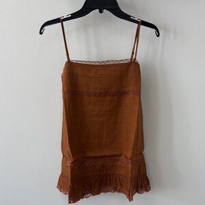 Women’s Rust Brown Lace-Trim Cami Top